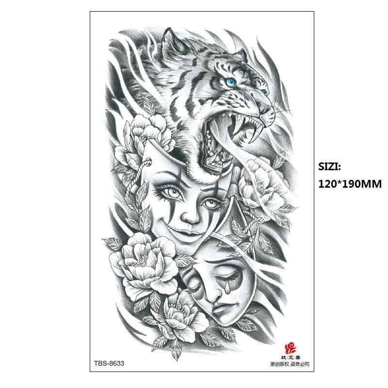 Traditional Men'S Totem Big Spider Dragon Water Transfer Simulation Tattoo Disposable Tattoo Sticker