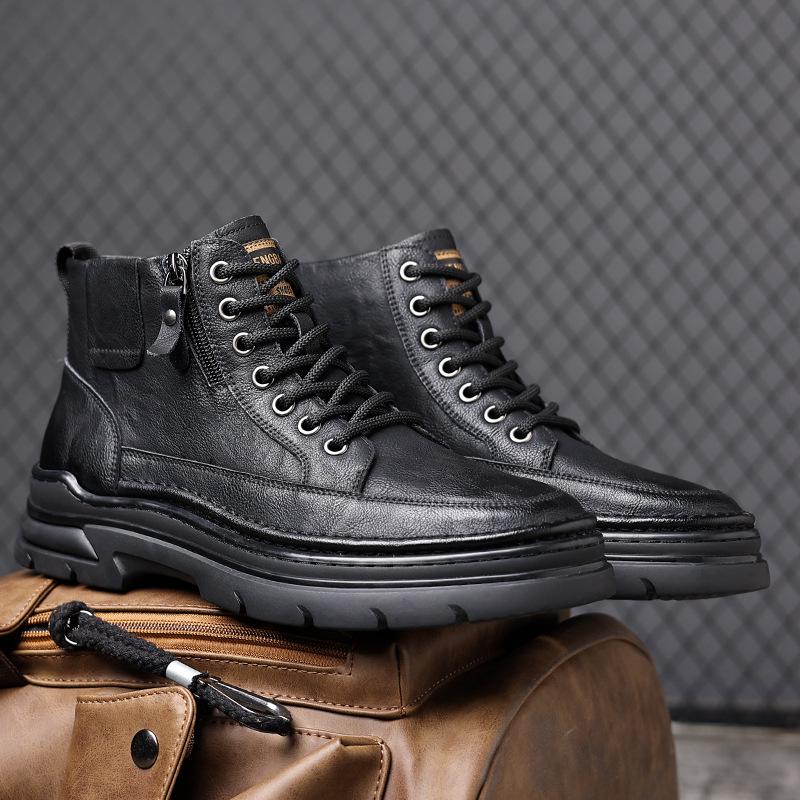 2024 Men's High-Top Martin Boots - Thickened Autumn/Winter Plus Velvet Cotton Sneakers