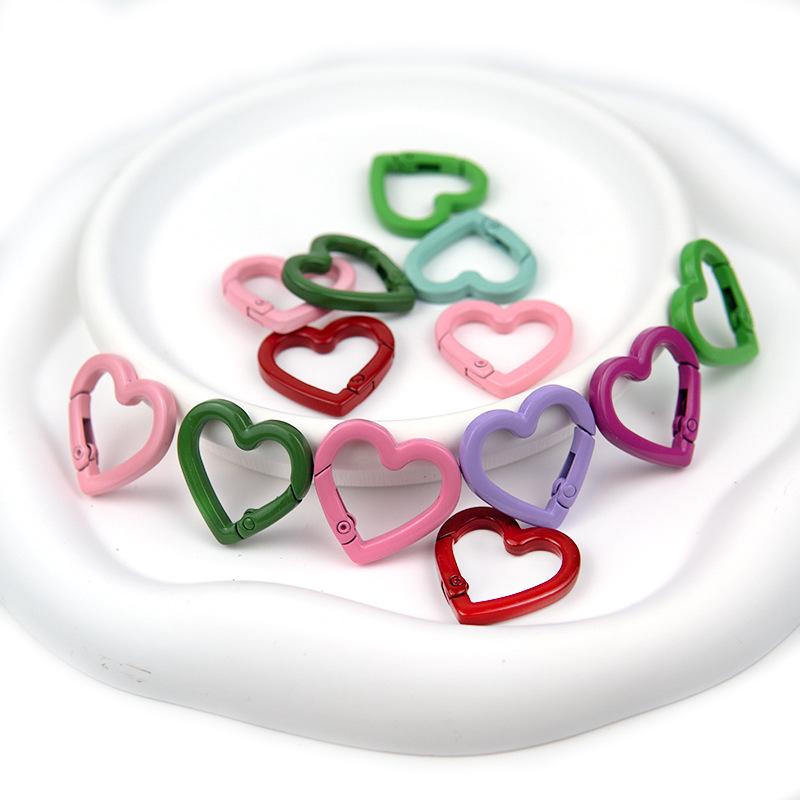 Heart-Shaped Colorful Spring Buckle Keychain DIY Jewelry Accessories