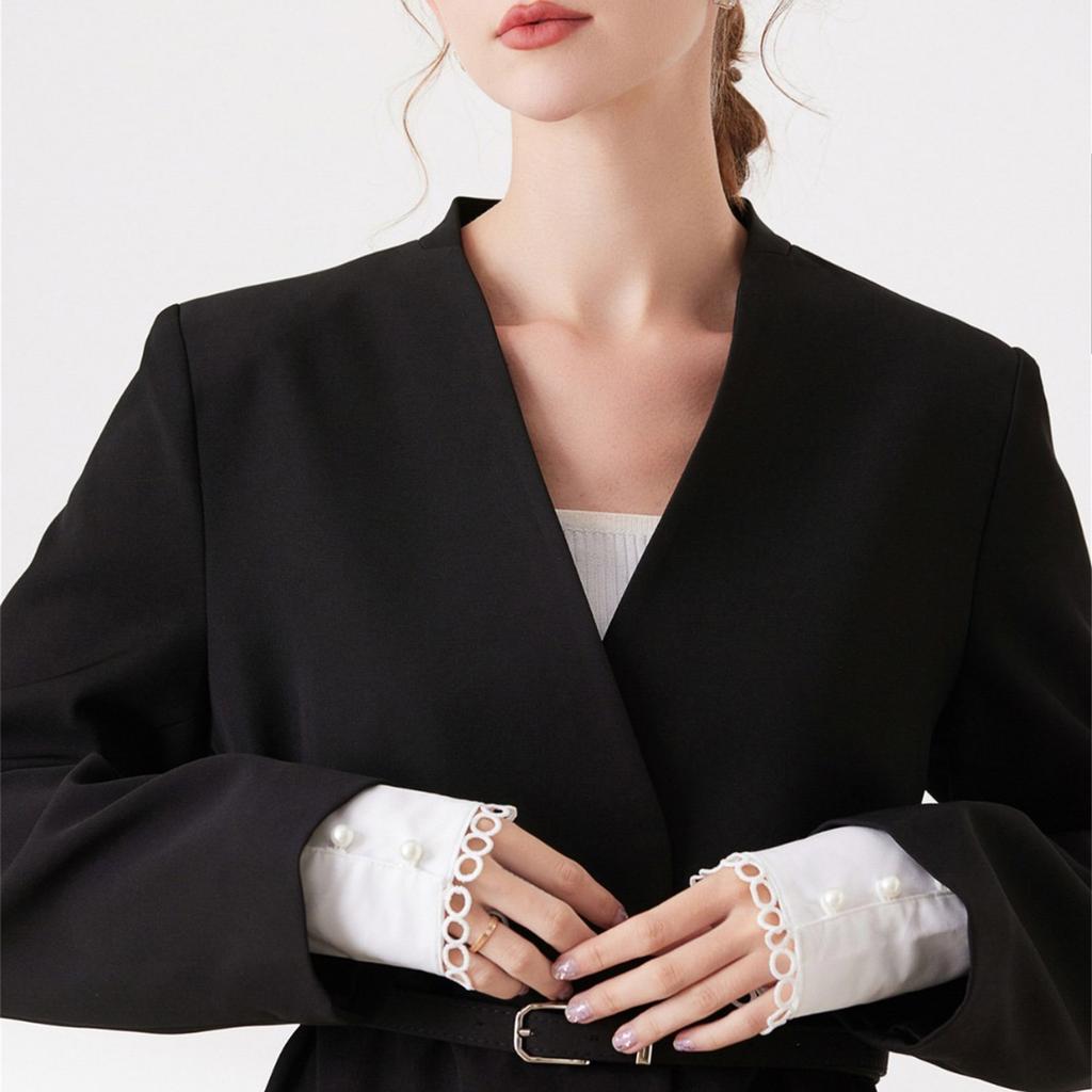 Damskie Mankietki Odpinane Proste Mankietki Zima Jesień Koszule Sweter Bluza Eleganckie Perły Guziki