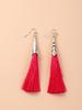 Ice Silk Tassel Earrings with Metal Cap - Korean Style Celebrity Dangle Hooks