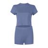 Women's Fashion Color Round Neck Slim Fit Short Sleeved Shorts Casual Sports Two Piece Set