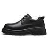 Black Knight Derby Shoes Comfortable Thick Sole Business Casual Versatile Trendy Simple Breathable Durable Formal Leather Shoes WXP-3127