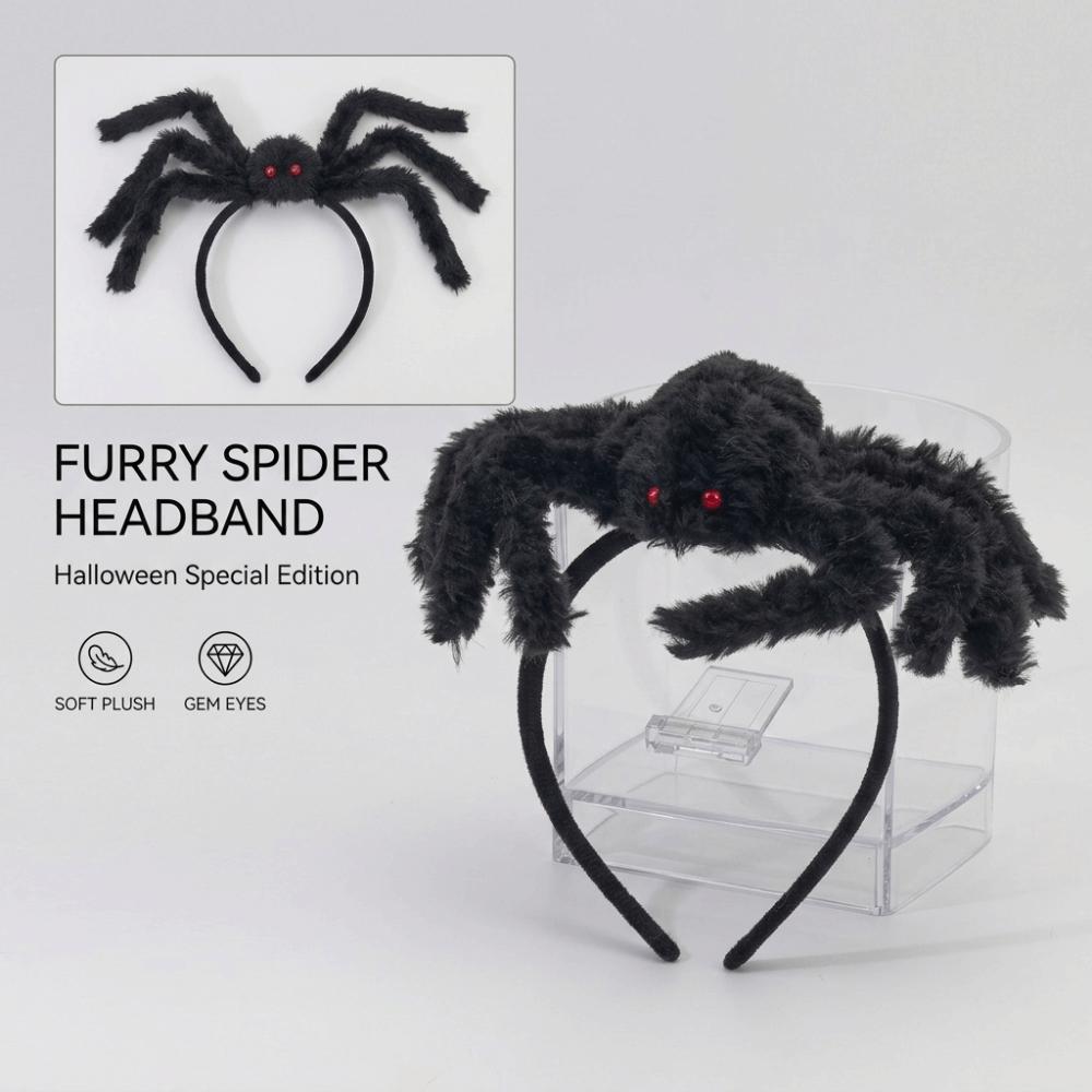 Realistic Plush Spider Headband 3D Design Giant Spider Hair Accessory  Halloween Party