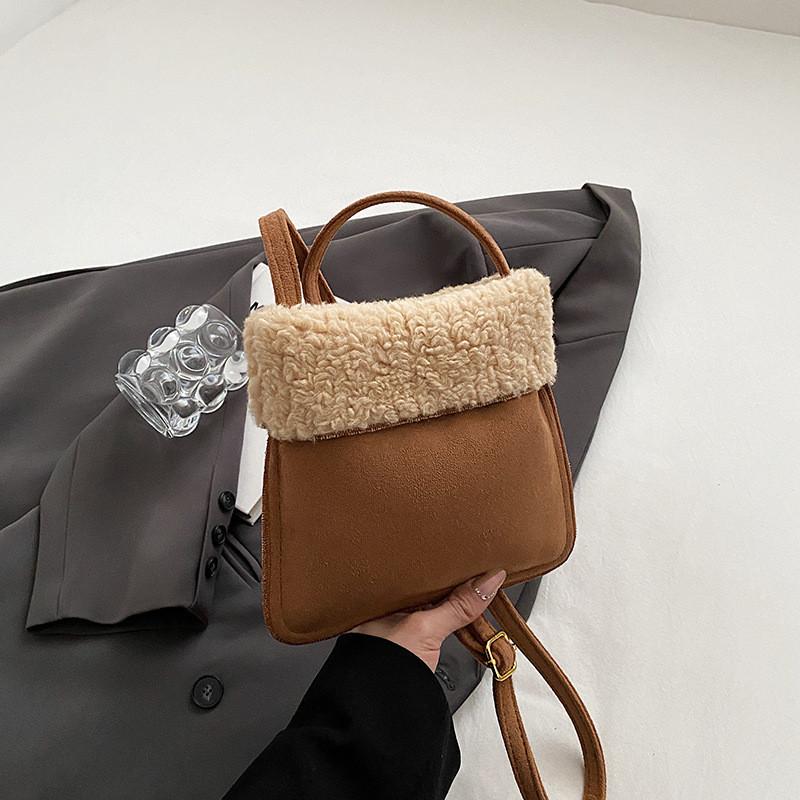Stylish Small Cross-border Plush Shoulder Bag For Women 2023 Autumn And Winter