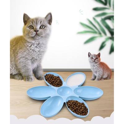 Cat Tableware Petal Shape Multi-grid Plastic Pet Utensils Feeding and Water Bowl