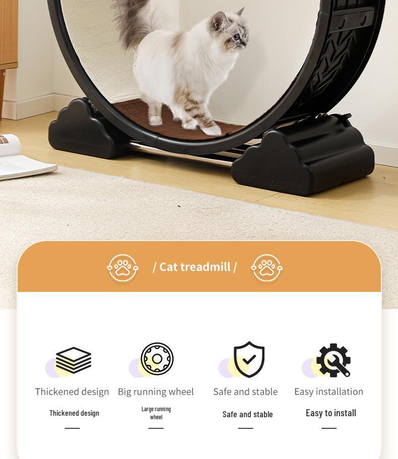 Large Cat Fitness Treadmill: Silent Rollers, Fiberboard Tree, Paw Grips, and Pet Toys