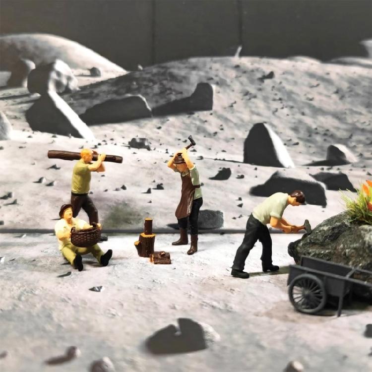 1:64 Scale Hand Painted Miniature Figures for Dioramas Props,Photography Collector Realistic Lumberjacks Figure Models