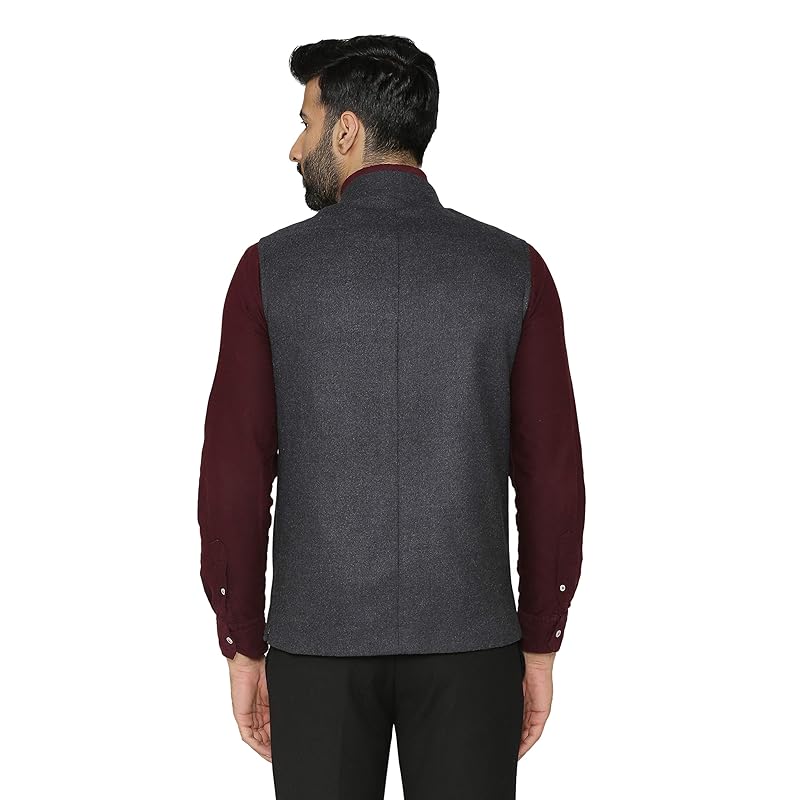 Wintage Men S Tweed Wool Nehru Jacket : Brown 40 / Medium серый
