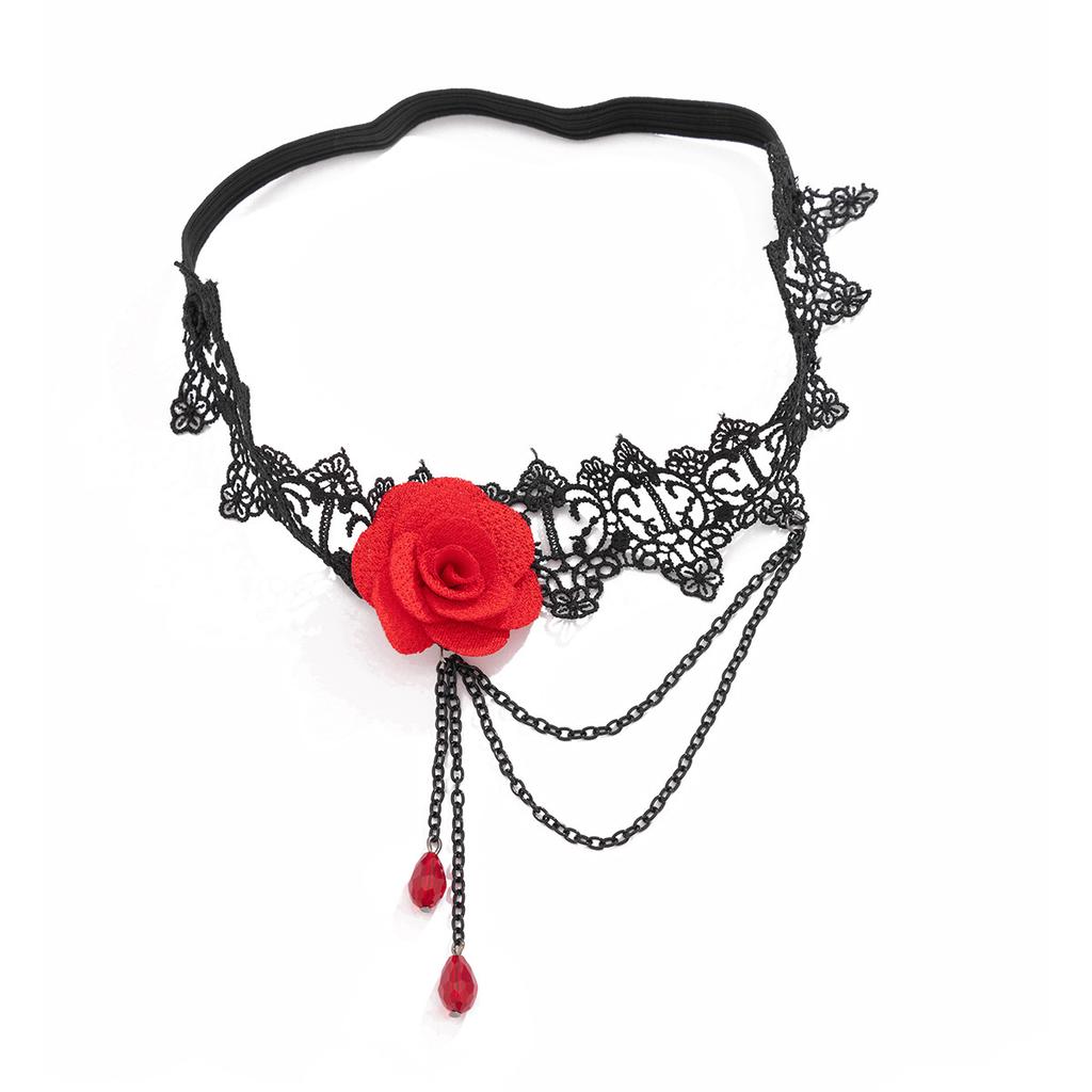 Chaîne de cuisse Gothique Dentelle Rose Cristal Pompon Sexy Club de Nuit Fête Porte-jarretelles de Jambe Cheville Bijoux Pour Femmes