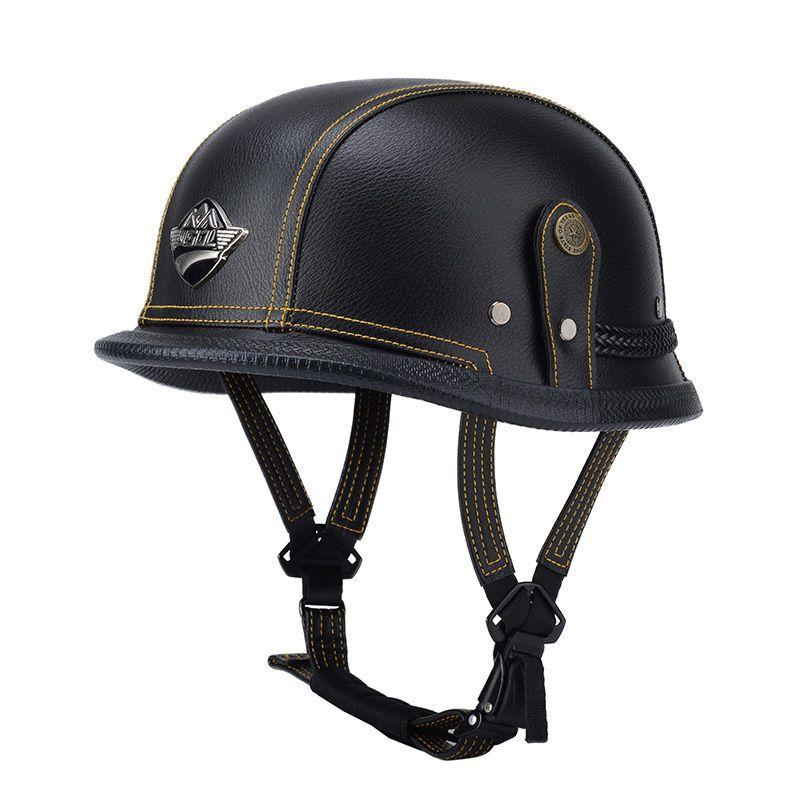 Pedal German Helmet Cruise Vintage Half Helmet Harley Men Motorcycle Helmet Locomotive Scaler Helmet Soldier Helmet Leather Helmet