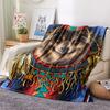 1Pc Natvie Wolf Print Flannel Blanket, High quality Comfortable for All Seasons, Home Decor, Warmth and Comfort, Perfect for Christmas Gifts