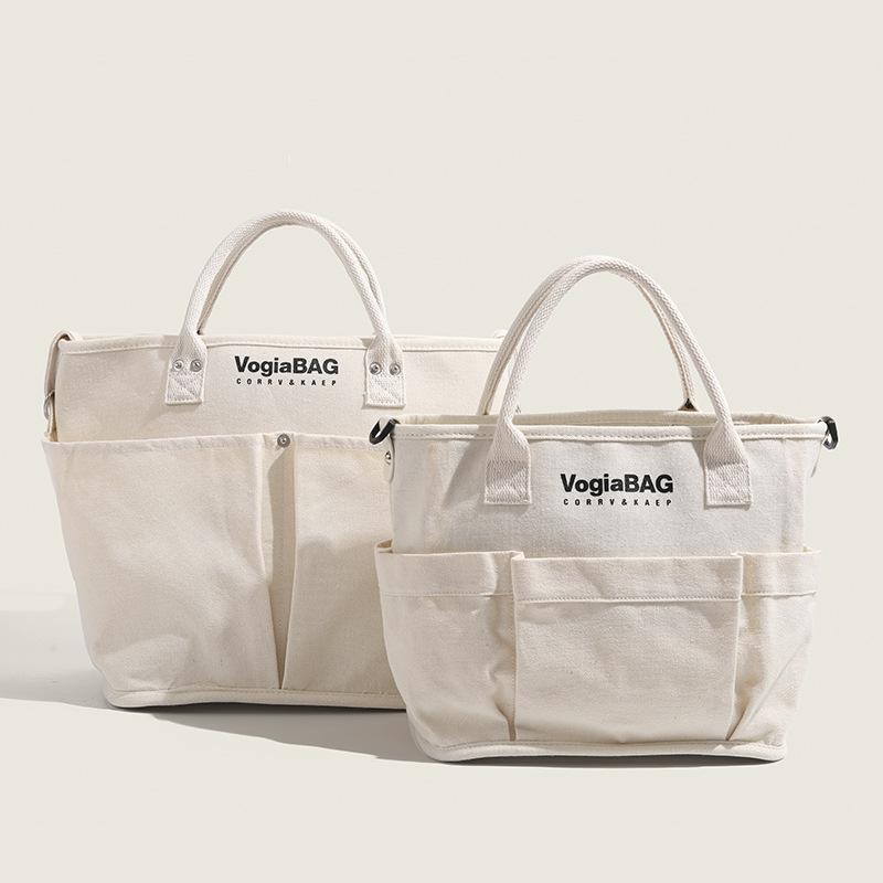 

Japanese Style Mommy Lightweight Multi-Pocket Baby Bag Artistic Simple Canvas Bag Outdoor Pet Bag Single Shoulder Tote Bag Beige Medium