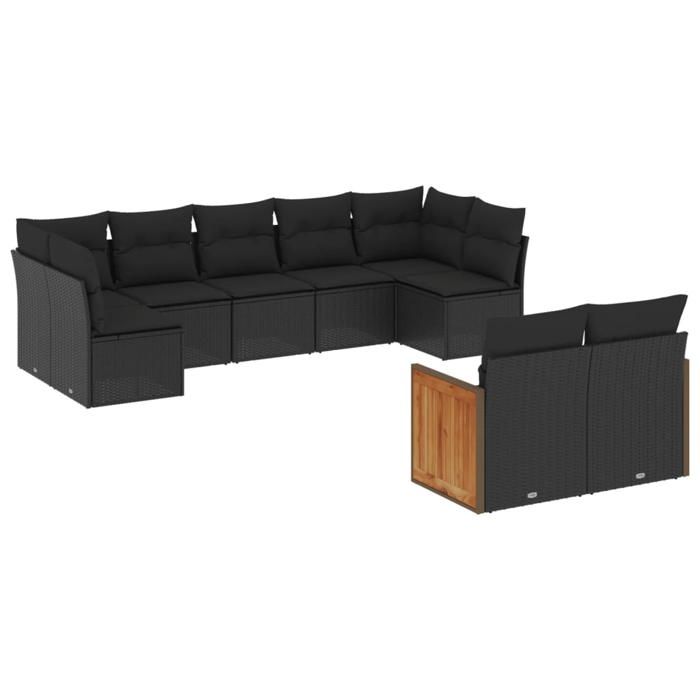 VidaXL Garden Lounge Set with Cushions 9 Pcs, Patio Sofas, Furniture Set, Outdoor Terrace Furniture, Black 3260368