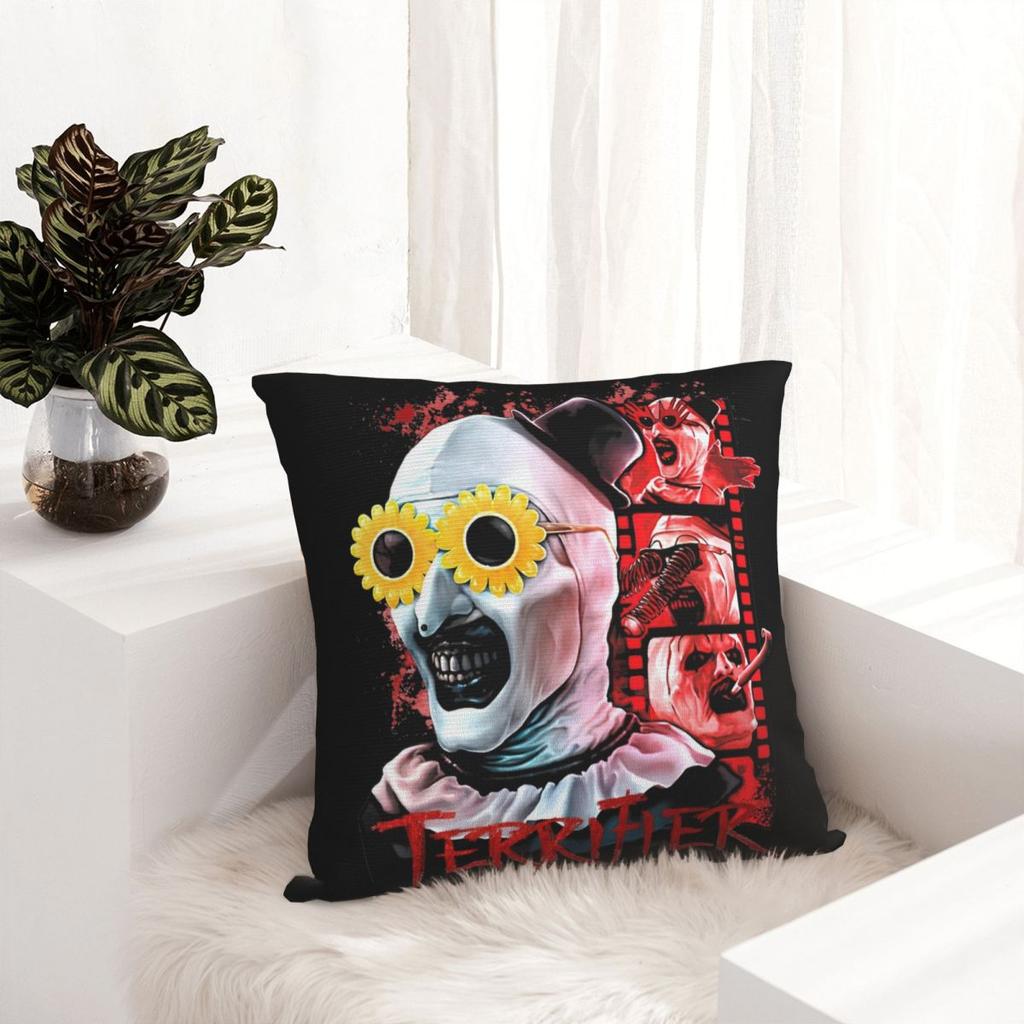 Halloween Horror Terrifier Film Pillowcase Printing Polyester Cushion Cover Decor Throw Pillow Case Cover Home Zippered 40*40cm