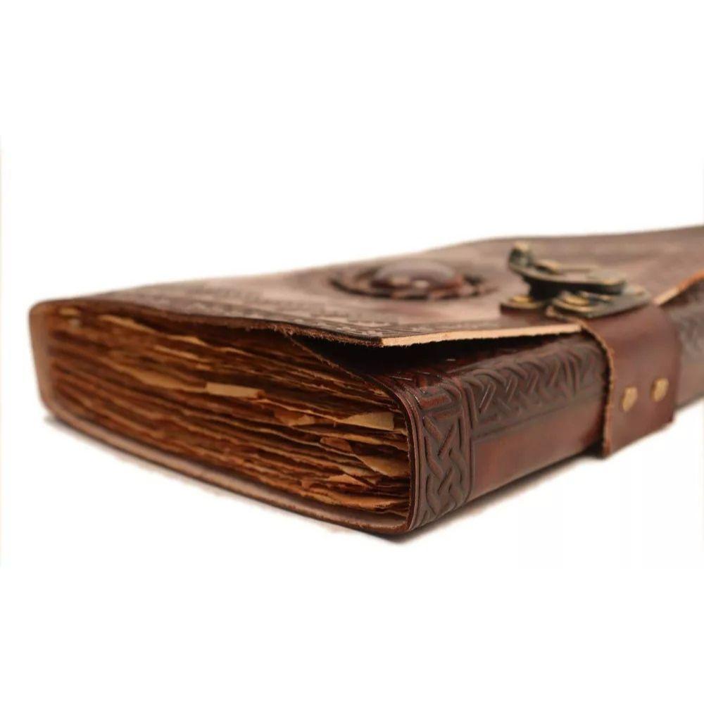 Vintage Leather Journal with Semi Precious Stone-Witch Journal for Men and Women