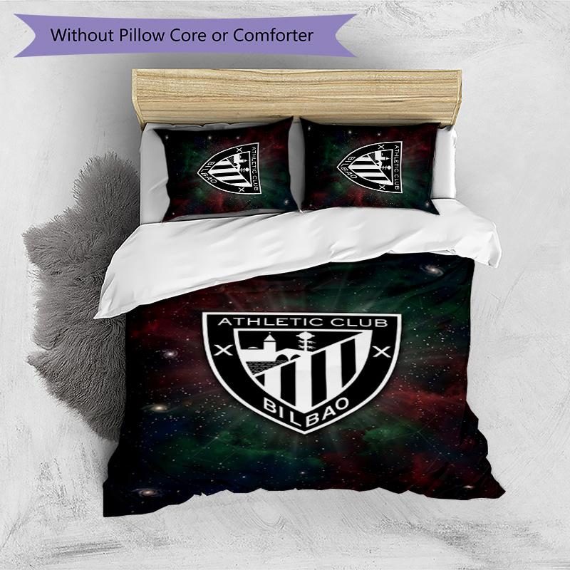 Athletic Bilbao Football Printed 3 Pieces Bedding Set, Comfortable Skin Friendly Bedroom Duvet Cover Set