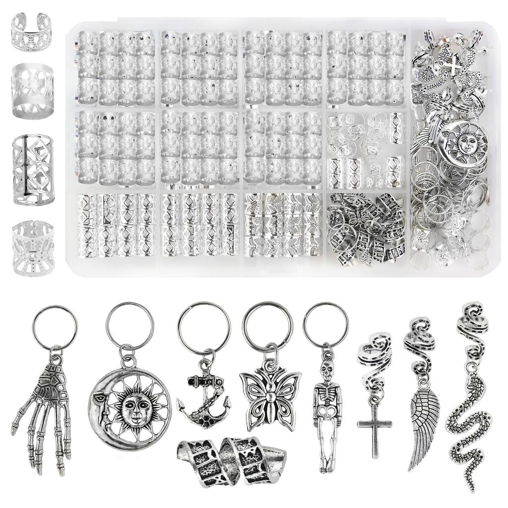Skeleton Claw Hair Beads Loose Coil Hair Jewelry For Braid Hair Rings Dreadlock Bead Braid Rings Hair Clip Braid Clip