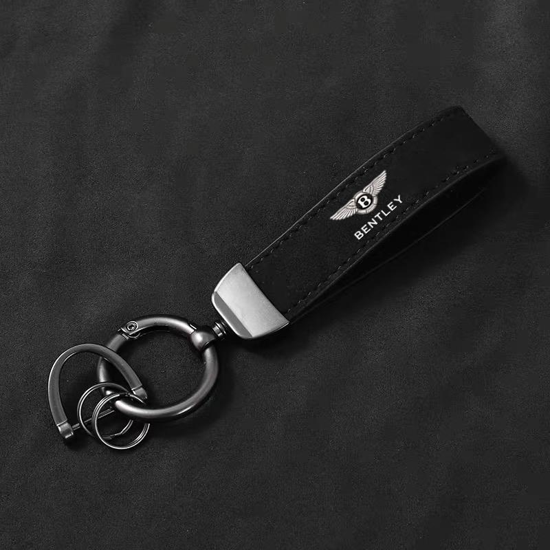 Car Styling Emblem Alloy Keyring for New Bentley Flying Spur Continental GT Bentayga Mulsanne Motorcycle Suede Leather Keychain
