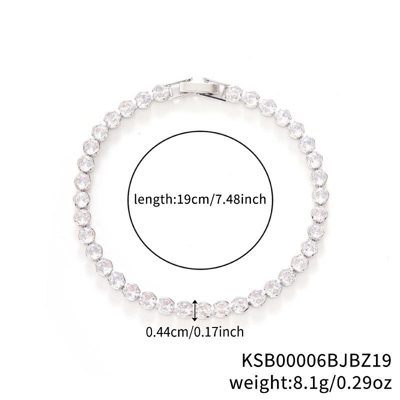 Mary Kashi Fashion Jewelry - Multi-sku Crystal Bracelet, Electroplated Aaa Cubic Zirconia Bracelet, Diamond-accented 4mm