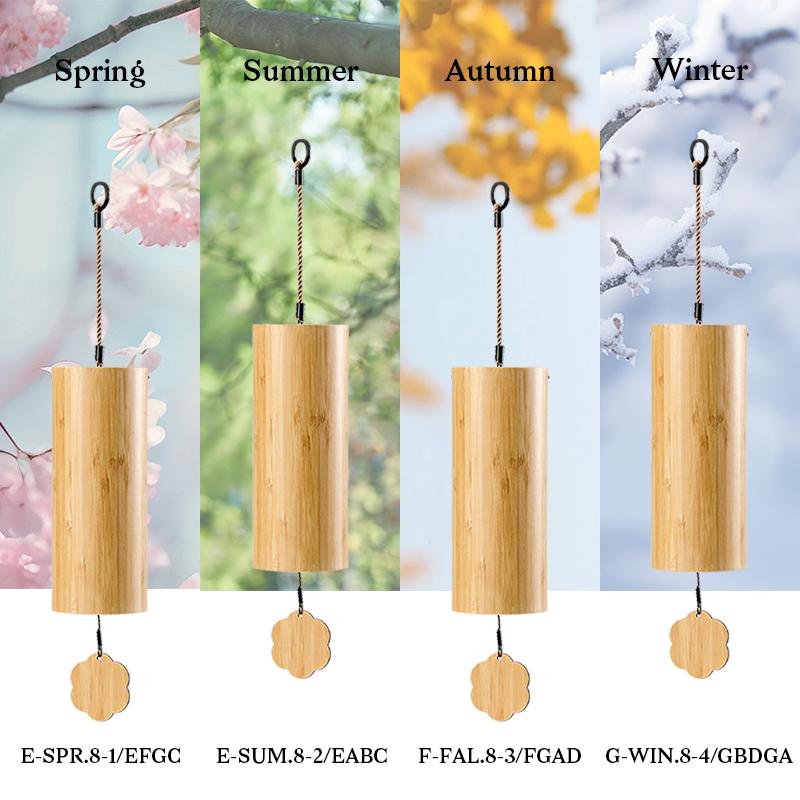 Natural's Melody Bamboo Wind Chimes Small Season's Chord Tones Musical Instrument Wind Bell Outdoor Garden Decor