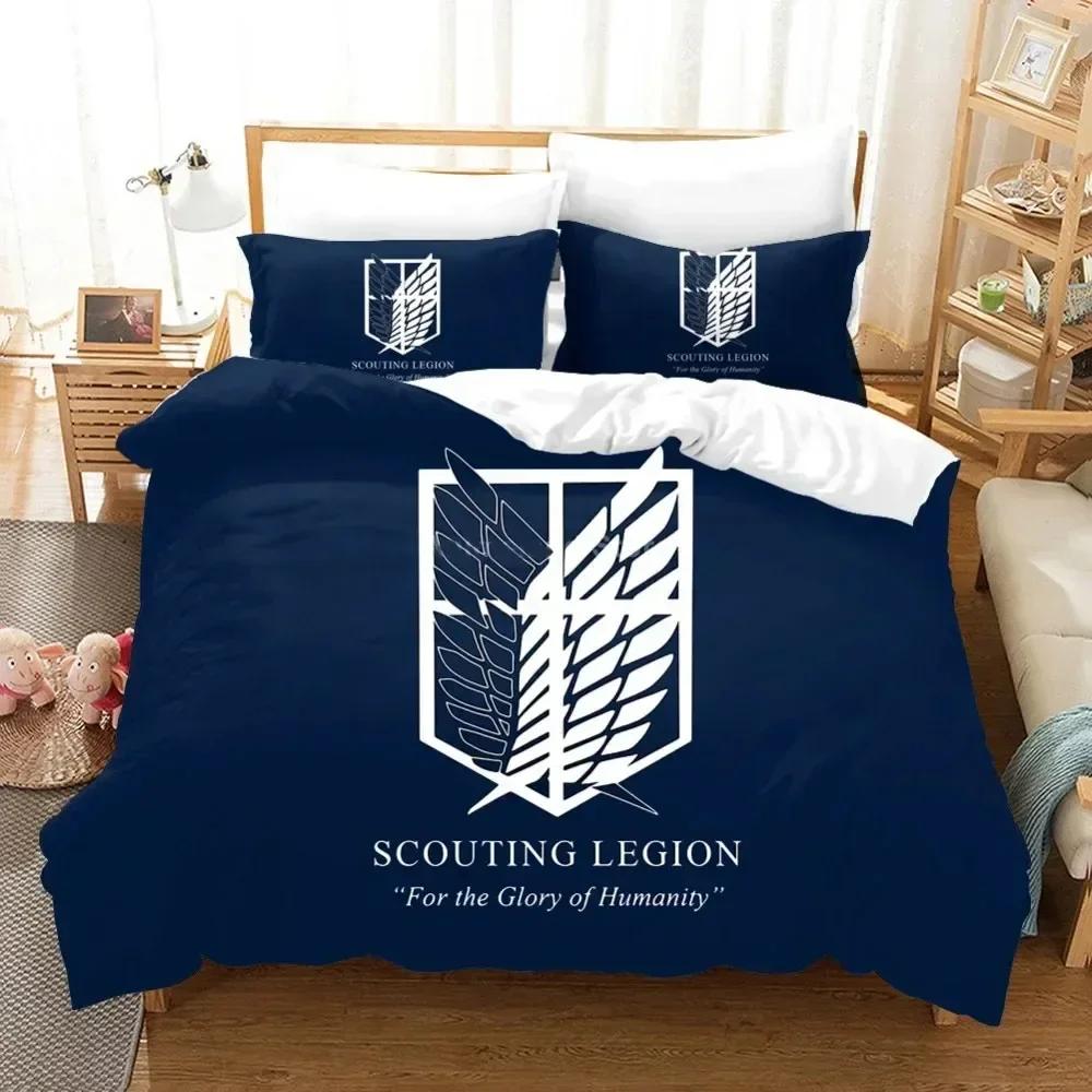 3D Anime Attack On Titan AOT Printed Bed Set Duvet Cover Pillowcase Bedding Set Bed Linen Sheet Quilt Cover Full Queen King Size