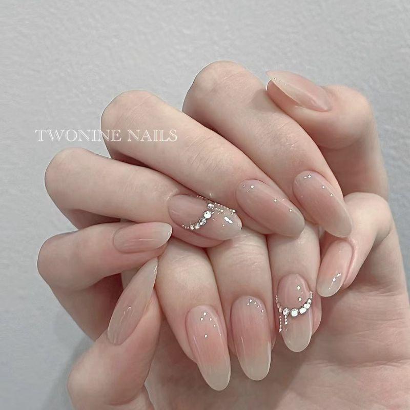 

2024 New Arrival Nail Stickers Nude Color Minimalist Blush Fake Nails Classy Niche Style Bride Pregnant Women Wear Armor XS medium long round one curtain dream