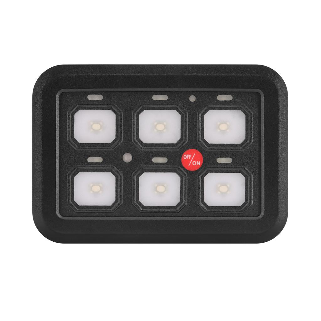 7 LED Backlights Switch Panel 12V-24V 6 Gang with 80 Switch Stickers On-Off Control Cars Auxiliary Electronic Devices Universal