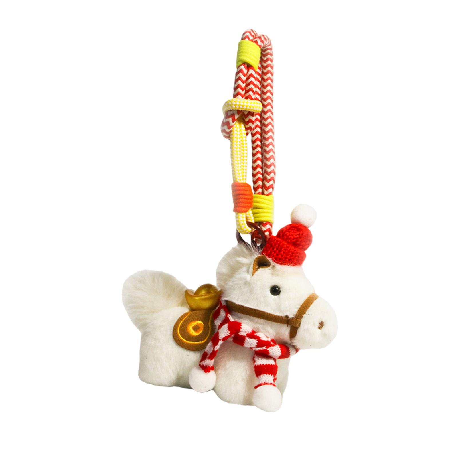 

Car Hanging Ornament Plush Horse Doll Keychain Pendant For 2026 Year Of Horse Bringing Good Fortunes Travel Decoration