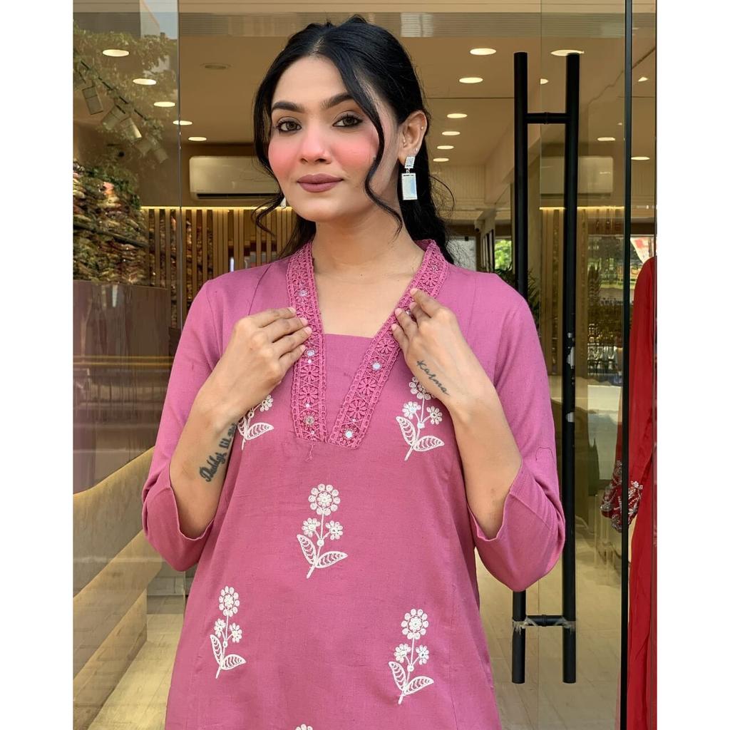 Indian Women Top Tunic Kurta Pant Dupatta Set Designer Party Wear Kurti Dress VF-20227