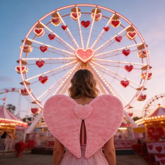 Alla hjärtans dag Kärlekshjärta Plyschvinge med Elastiskt Band Barn Vuxna Hjärtformad Rosa Vinge Bröllop Festival Kostym Fest Cosplay Rekvisita