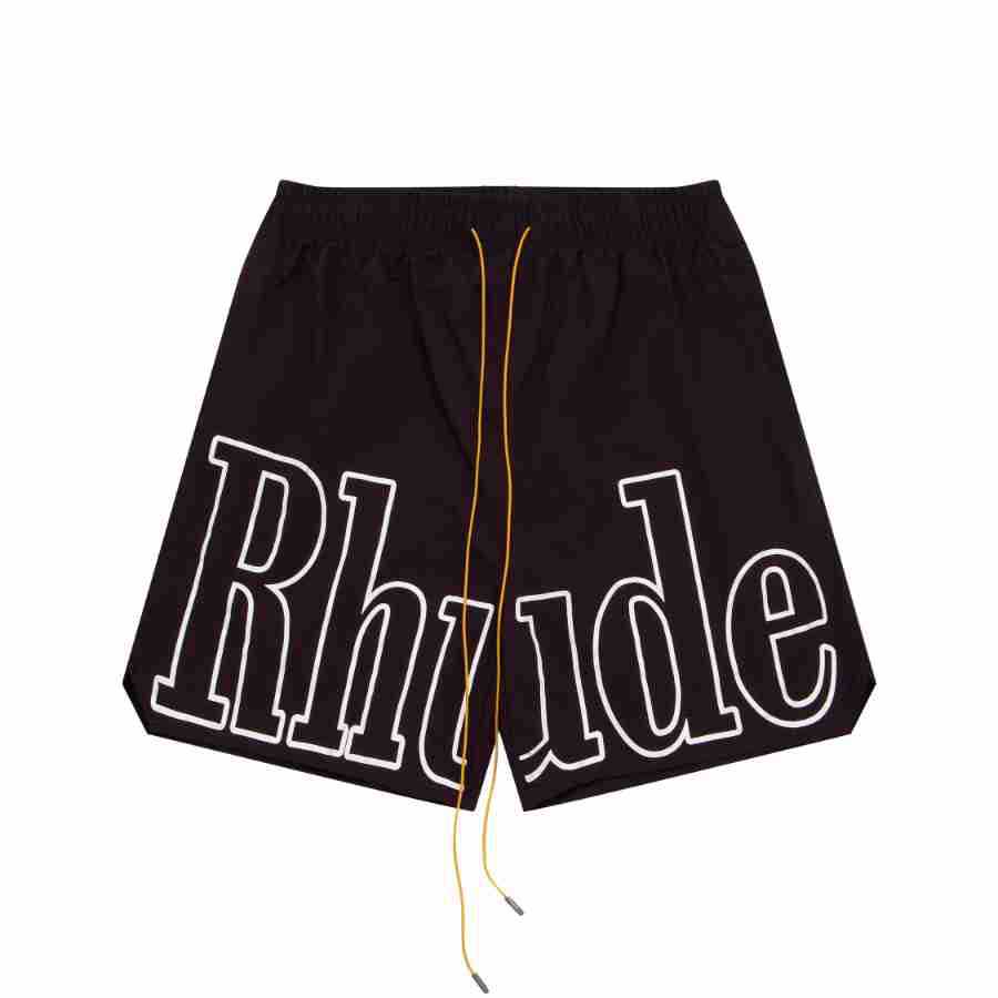 מותג אירופאי ואמריקאי טרנדי חוצה גבולות RHUDE לוגו אותיות מכנסיים קצרים ספורטיביים אלסטיים קז'ואלים לגברים ונשים מכנסי חוף High Street אמריקאי