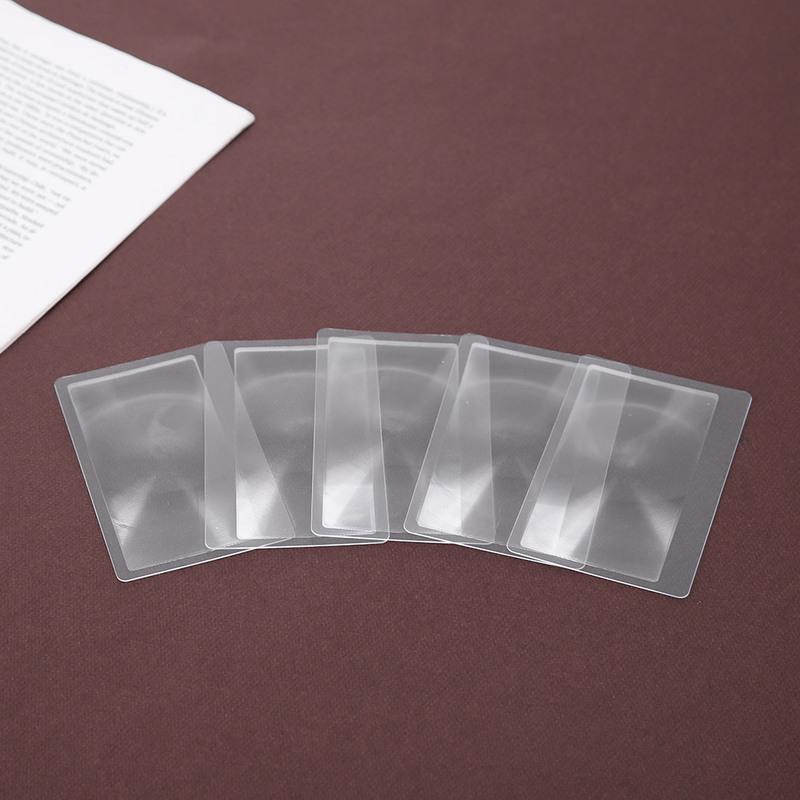 5pcs 3X Magnifier Card Credit Card Shape Wallet Magnifier Lenses Transparent Plastic Cement Portable for Reading Newspaper Book