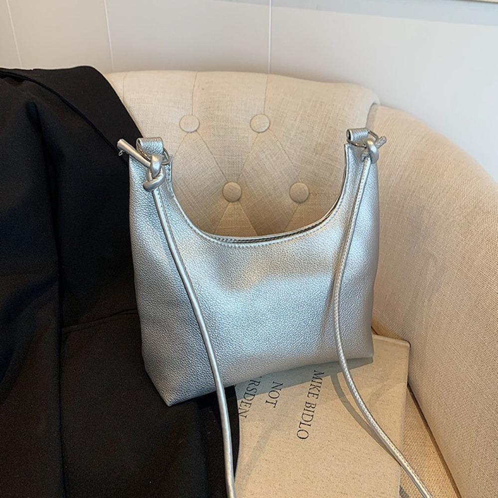 Large Capacity PU Tote Bag Soft Leather Single Shoulder Bag Fashion Vintage Underarm Bag  Lady