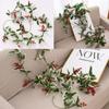 Wreath Garland For Christmas Decoration Rattan Artificial Leaf Holly Leaf Leaf Vine Decorations