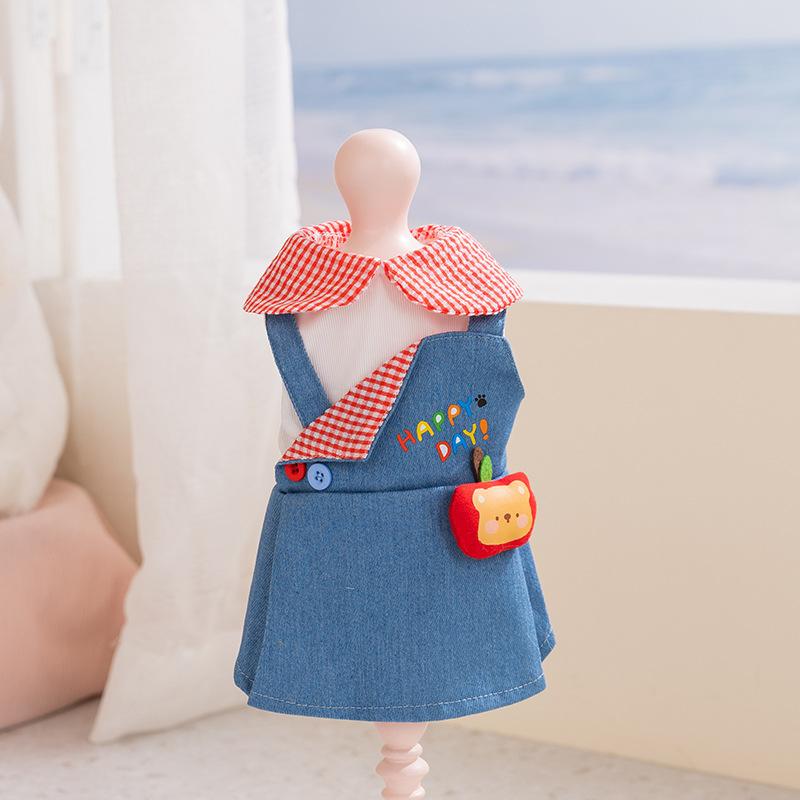 

Denim Pet Dress with Plush Charm, Breathable Summer Clothes for Small Dogs, 6 Sizes for Daily Wear XS: 0.5-1.5kg