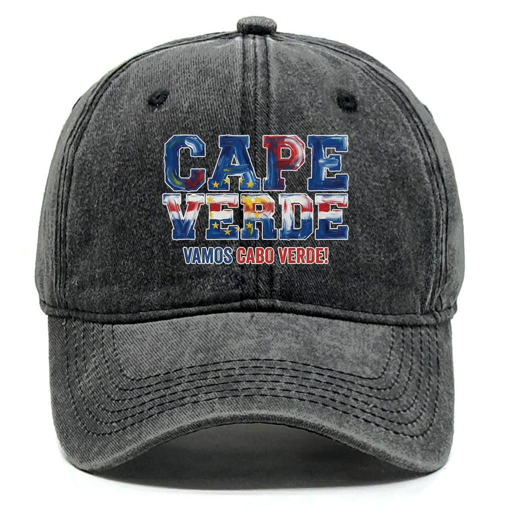 "CAPE VERDE" "VAMOS CABO VERDE" Flag Printed Snapback Baseball Cap , Adjustable Sun Hat Headwear Lightweight Stylish Vintage Man's Cap