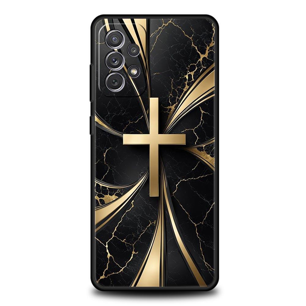 Cross Pattern Element Design Phone Case for Samsung Galaxy A55 A35 A17 A07 A15 A13 A25 A51 A71 A72 A73 A32 A52 A52S A41 Soft TPU