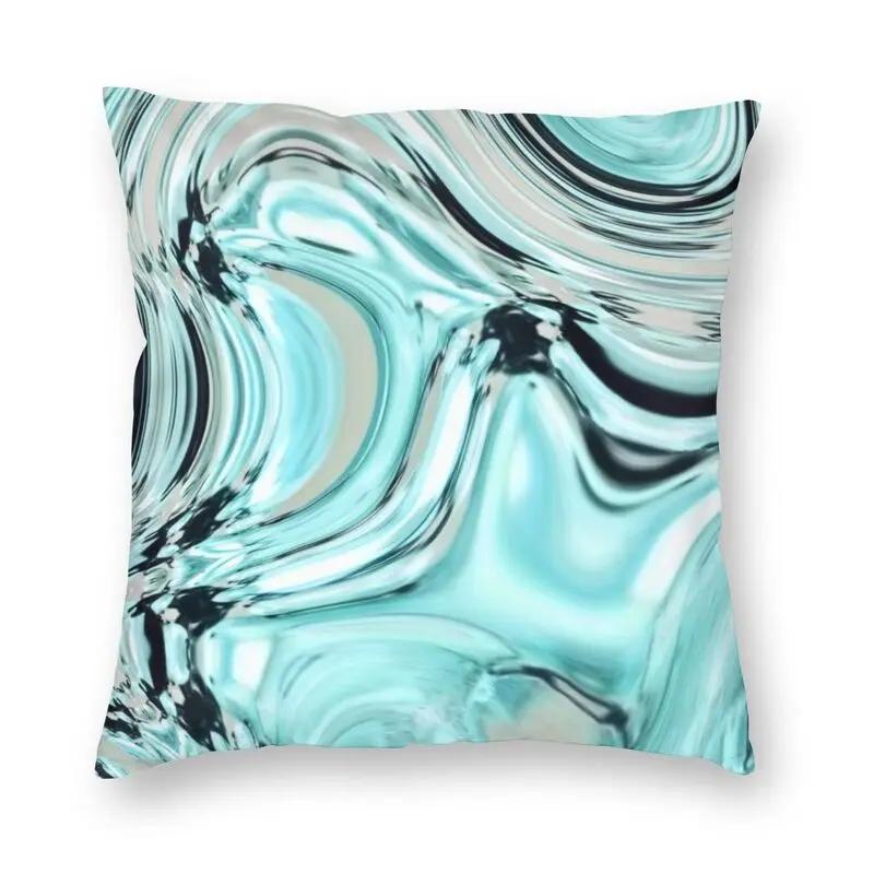 Home Decor Pillowcase Abstract Marble Pattern Cushion Cover Turquoise Aqua Blue Swirl Car Fashion  45x45cm