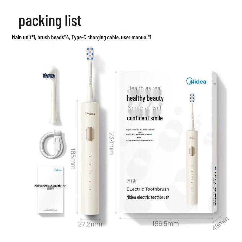 Midea YT9 Sonic Rechargeable Electric Toothbrush CN plug (adapter included)