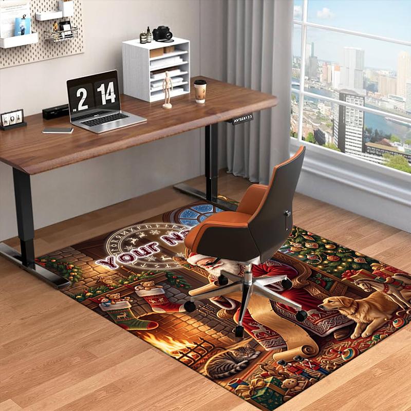 1PC Custom Name Christmas Magic Scene Theme Floor Mat Ideal for Living Room, Game Rooms, Office, Bedroom, Office Floor Mat , Floor Mats for Home