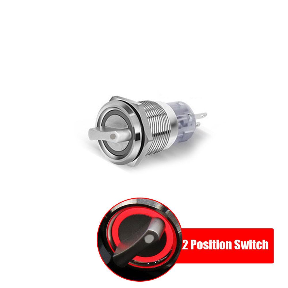 19mm Self-return Self-locking Fixation Waterproof DPDT Illuminated Metal Selector Rotary Switch 2/3 Position with LED