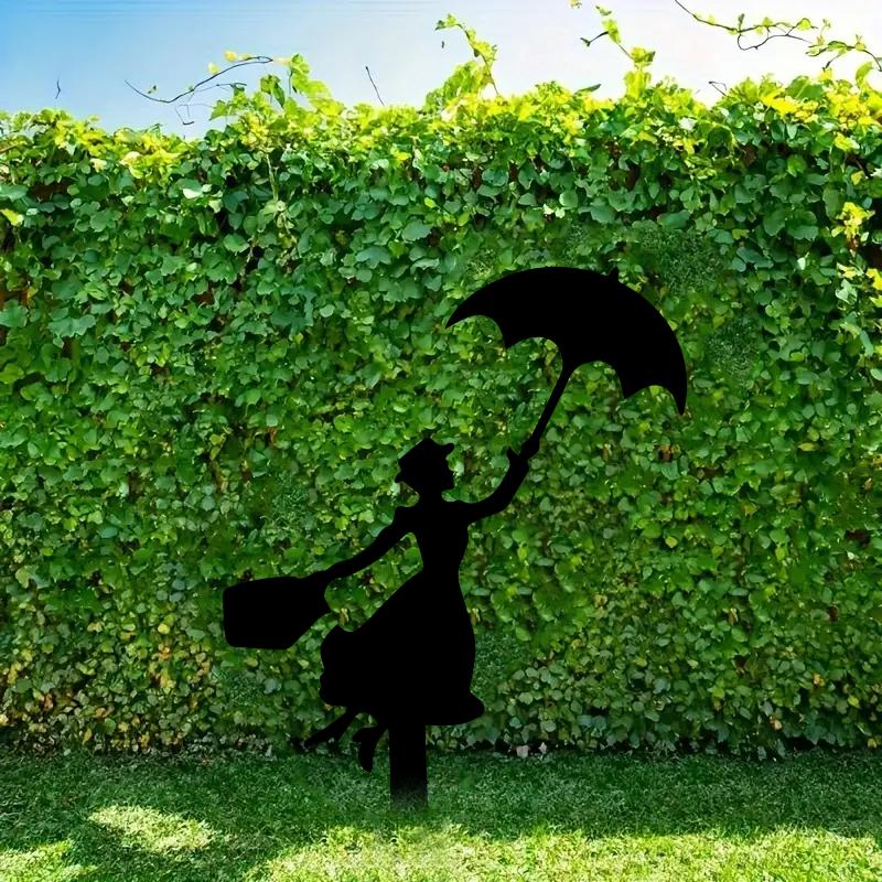 1pc Lady Silhouette Garden Sign With Stakes, Ground Insert Garden Decor, nsert Decor for Garden Patio, Fence Yard Lawn Art Decor