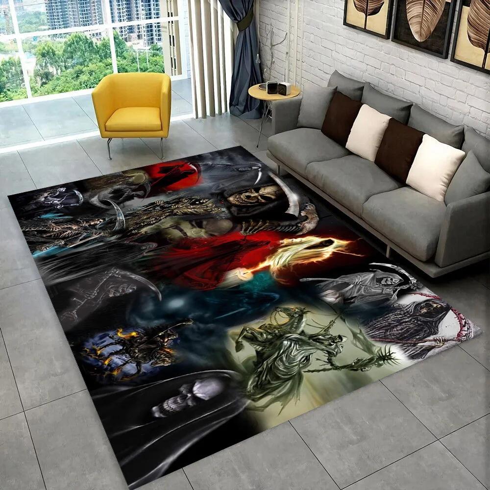 Grim Reaper Death Skull Gothic Non-Slip Area Rug for Living Room Bedroom Home Decor Kids Floor Mat Gift