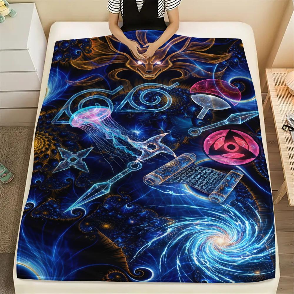 Decorative Naruto Flannel Blanket Print Warm Comfortable Throw for Sofa Bed Chair Travel Picnic Use Cool Ninja Art -Xin