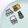 Lazy Working Cat Enamel Pins Funny Quotes Born To Nyan Forced To Work Cute Sleep Kitten Animal Brooches Lapel Badge Jewelry Gift