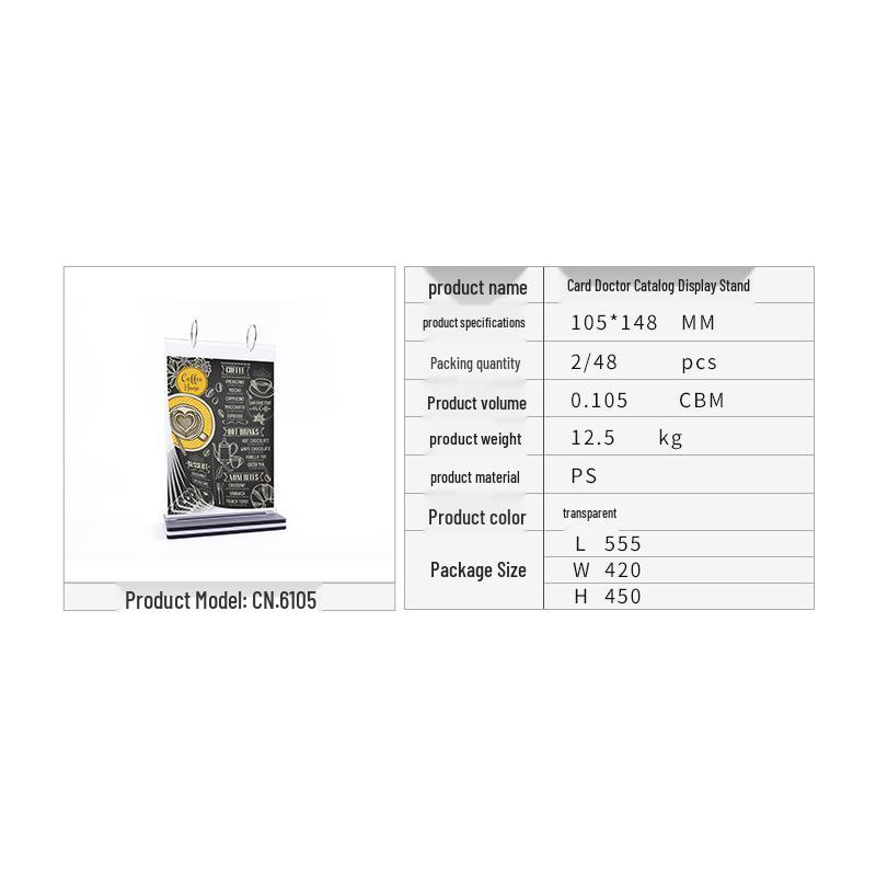 Card Doctor Acrylic Flip Page Table Sign: High-Definition Pull-Out Menu and Product Display for Wine & Drinks