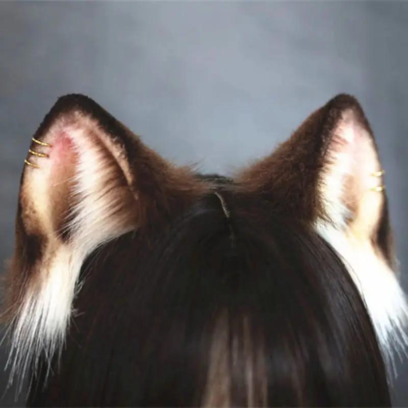 Accessoires d'Halloween Bandeau Personnalisé Cheveux Courts Simulation Oreilles de Chat Cercle de Cheveux Boucle d'Oreille Cadeau Heaume Cosplay Accessoires black