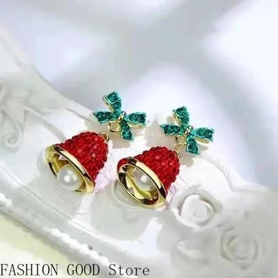 1 Pair Personality Earrings New Year's Gift Red Bell Earrings With Unique Autumn And Winter Temperament High-end Atmosphere
