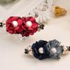 Pearl for Stewardess Nurse Flower Hairnet Women Spring Clip Mesh Snood Korean Style Headwear